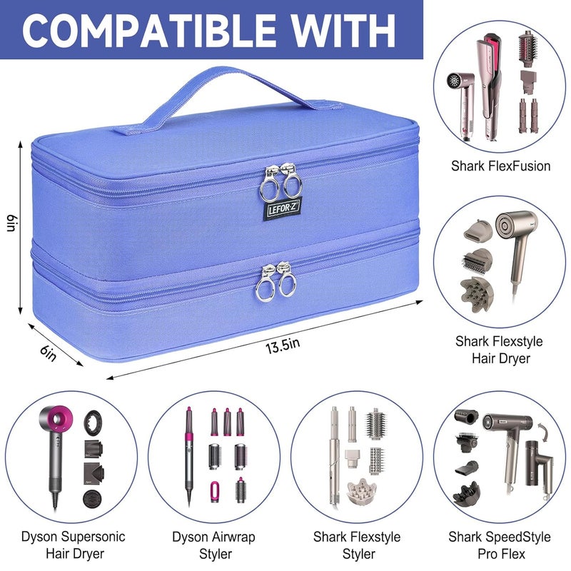 LEFORZ Travel Carrying Case Compatible with Shark Flexstyle/FlexFusion/Hair Dryer,Double-Layer Hair Hot Tools Storage Bag Fits for Dyson Airwrap Styler/Supersonic Hair Dryer and Attachments,Purple-Bag Only - Image 2